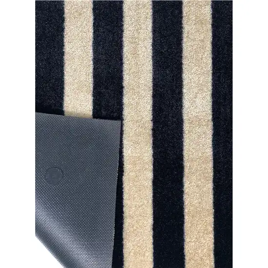 Black and Tan Wide Stripe Washable Floor Mat Photo 4