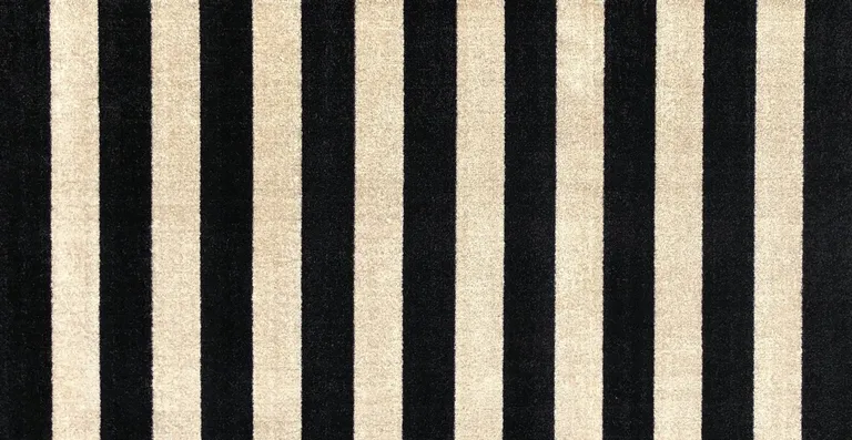 Black and Tan Wide Stripe Washable Floor Mat Photo 3