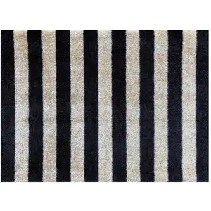 Photo of Black and Tan Wide Stripe Washable Floor Mat