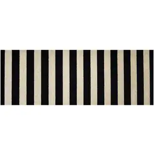 Photo of Black and Tan Wide Stripe Washable Runner Rug