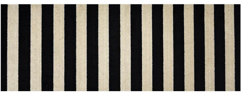 Black and Tan Wide Stripe Washable Runner Rug Photo 1