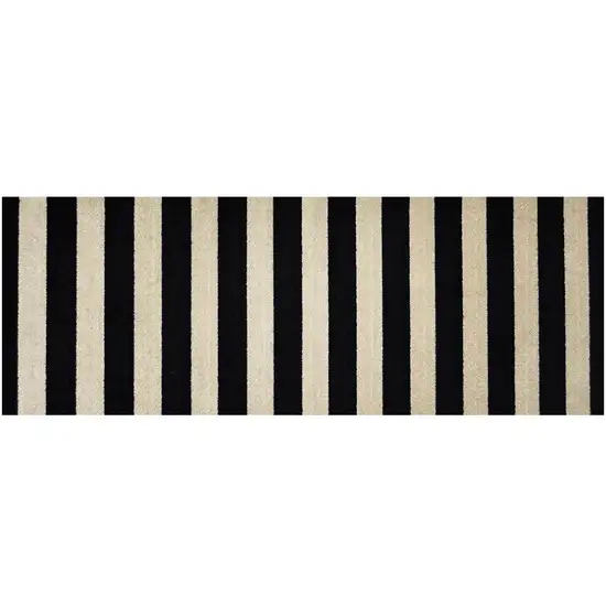 Black and Tan Wide Stripe Washable Runner Rug Photo 1