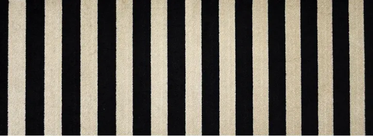 Black and Tan Wide Stripe Washable Runner Rug Photo 2