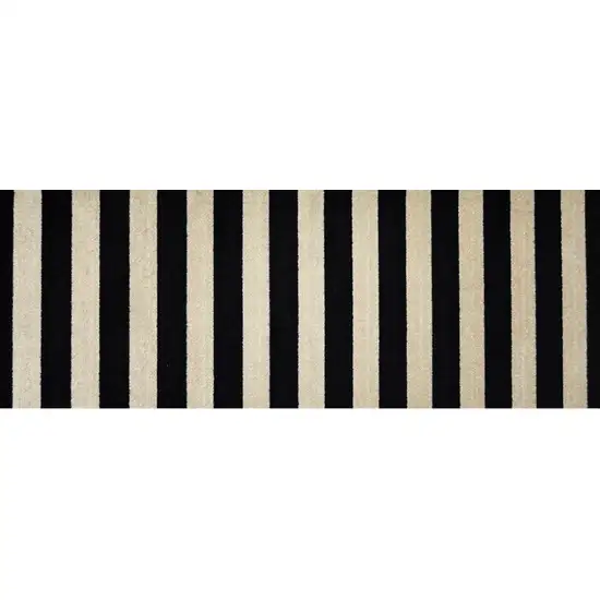 Black and Tan Wide Stripe Washable Runner Rug Photo 2