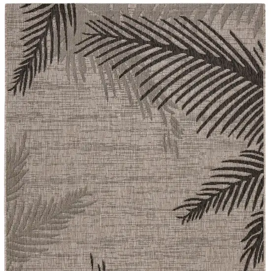 Black and Taupe Palm Leaf Stain Resistant Indoor Outdoor Area Rug Photo 4