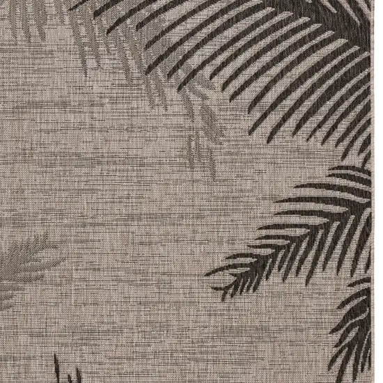 Black and Taupe Palm Leaf Stain Resistant Indoor Outdoor Area Rug Photo 3