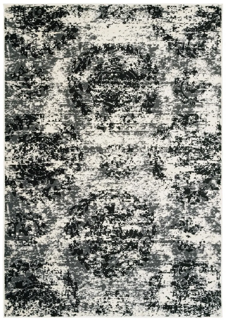 Black and White Abstract Area Rug Photo 1