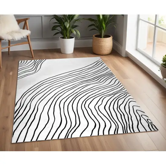 Black and White Abstract Area Rug Photo 3