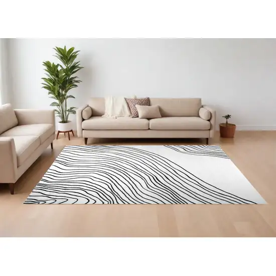 Black and White Abstract Area Rug Photo 3