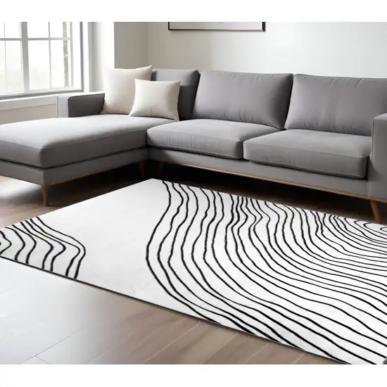 Black and White Abstract Area Rug Photo 1