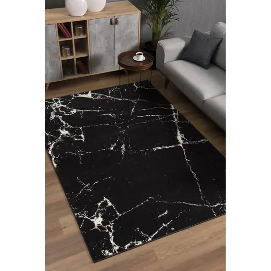 Black and White Abstract Breakage Area Rug Photo 4