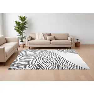 Photo of Black and White Abstract Distressed Area Rug