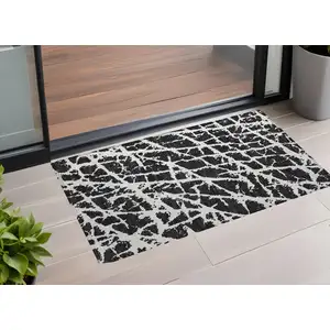 Photo of Black and White Abstract Washable Non Skid Indoor Outdoor Area Rug