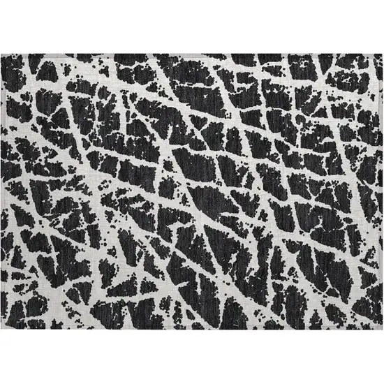 Black and White Abstract Washable Non Skid Indoor Outdoor Area Rug Photo 2