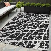 Photo of Black and White Abstract Washable Non Skid Indoor Outdoor Area Rug