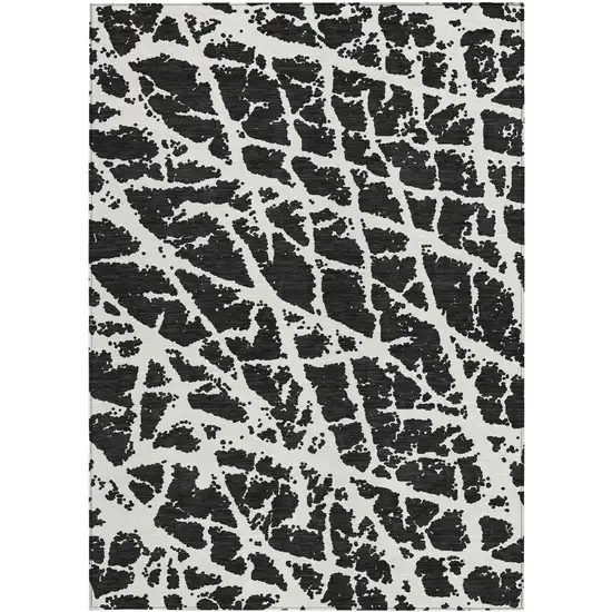 Black and White Abstract Washable Non Skid Indoor Outdoor Area Rug Photo 5