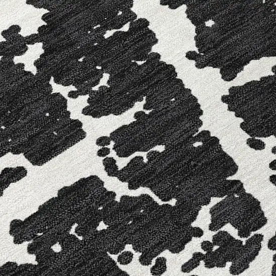 Black and White Abstract Washable Non Skid Indoor Outdoor Area Rug Photo 4