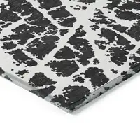 Photo of Black and White Abstract Washable Non Skid Indoor Outdoor Area Rug