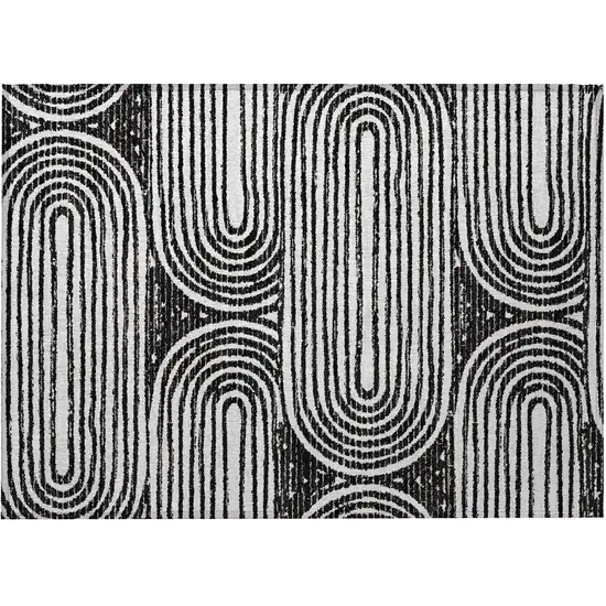 Black and White Abstract Washable Non Skid Indoor Outdoor Area Rug Photo 5