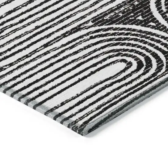 Black and White Abstract Washable Non Skid Indoor Outdoor Area Rug Photo 7