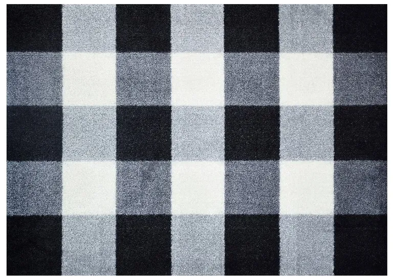 Black and White Buffalo Check Washable Floor Mat Photo 1