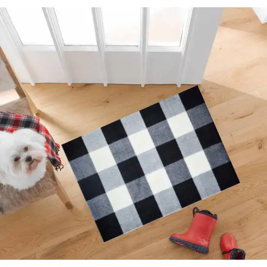 Black and White Buffalo Check Washable Floor Mat Photo 4