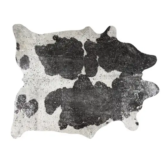 Black and White Cowhide Hand Knotted Area Rug Photo 3