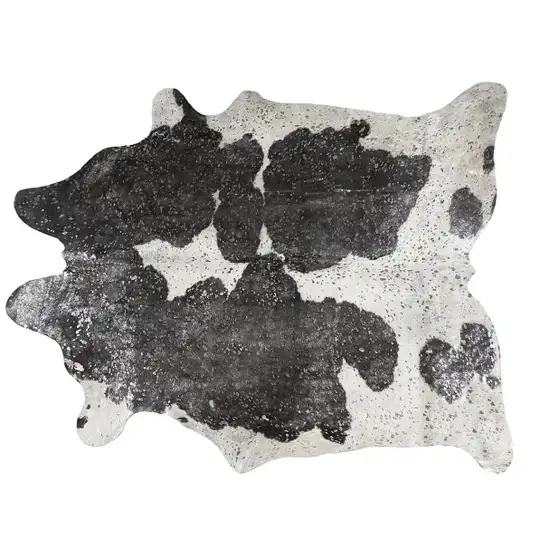 Black and White Cowhide Hand Knotted Area Rug Photo 1