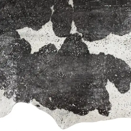 Black and White Cowhide Hand Knotted Area Rug Photo 4