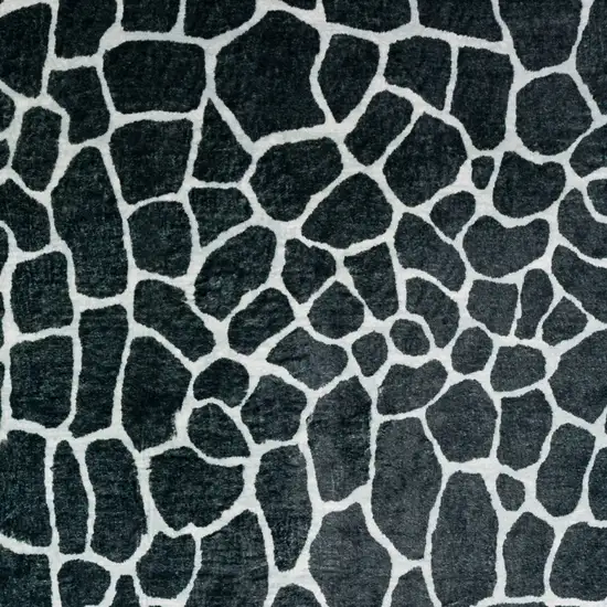 Black and White Croc Print Shag Handmade Non Skid Area Rug Photo 7