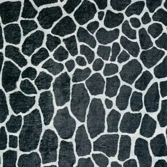 Black and White Croc Print Shag Handmade Non Skid Area Rug Photo 3