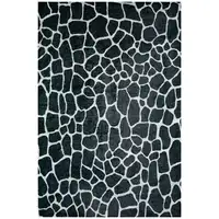 Photo of Black and White Croc Print Shag Handmade Non Skid Area Rug