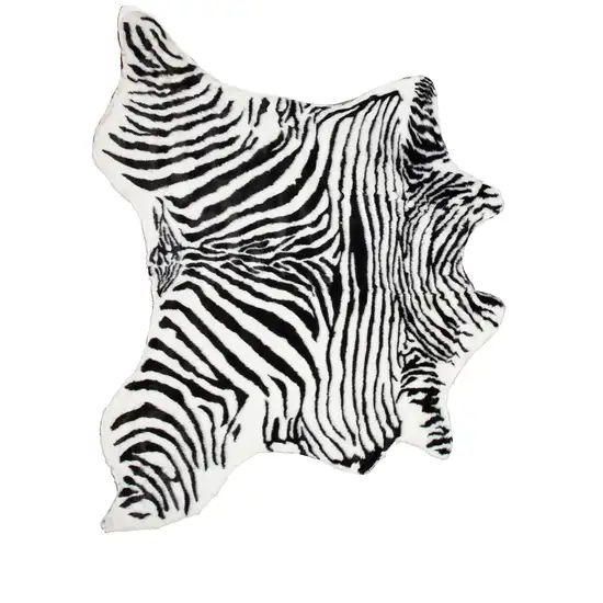 Black and White Faux Fur Printed Area Rug Photo 1