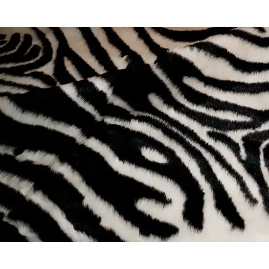 Black and White Faux Fur Printed Area Rug Photo 7