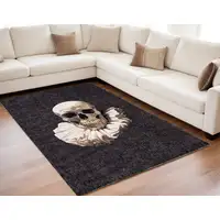 Photo of Black and White Funky Skull Non Skid Area Rug