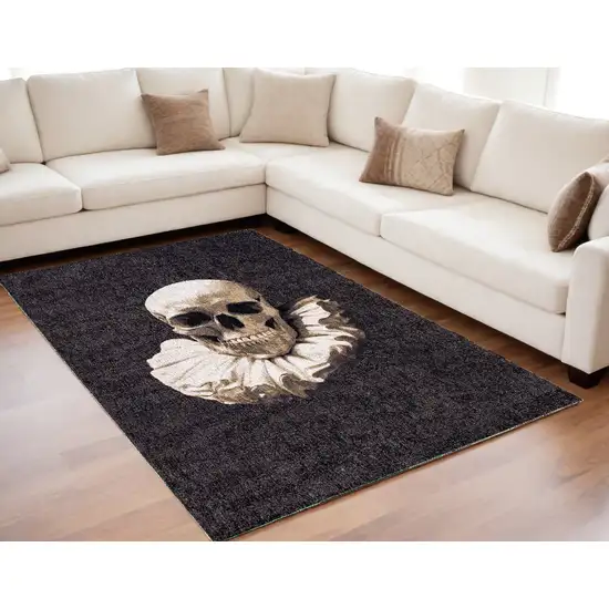 Black and White Funky Skull Non Skid Area Rug Photo 1