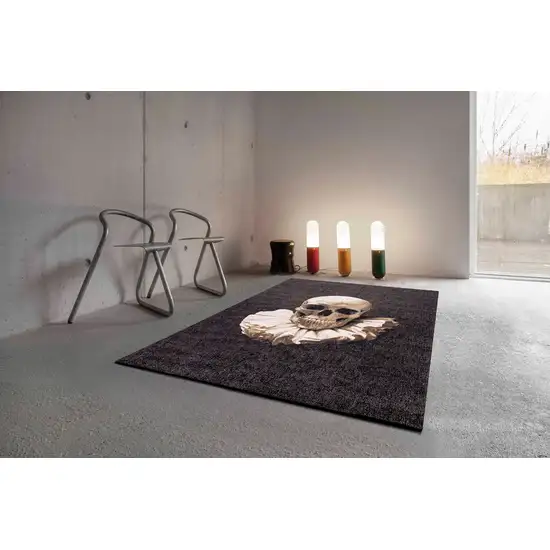 Black and White Funky Skull Non Skid Area Rug Photo 7