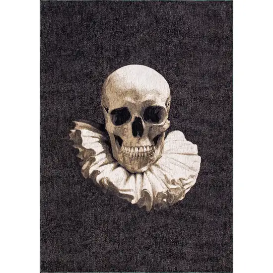 Black and White Funky Skull Non Skid Area Rug Photo 5