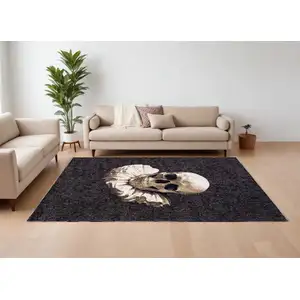 Photo of Black and White Funky Skull Non Skid Area Rug