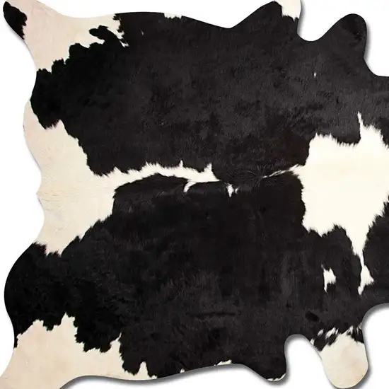 Black And White Cowhide Animal Print Area Rug Photo 5