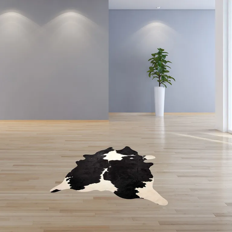 Black and White Genuine Cowhide Area Rug Photo 3