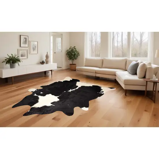 Black And White Cowhide Animal Print Area Rug Photo 1