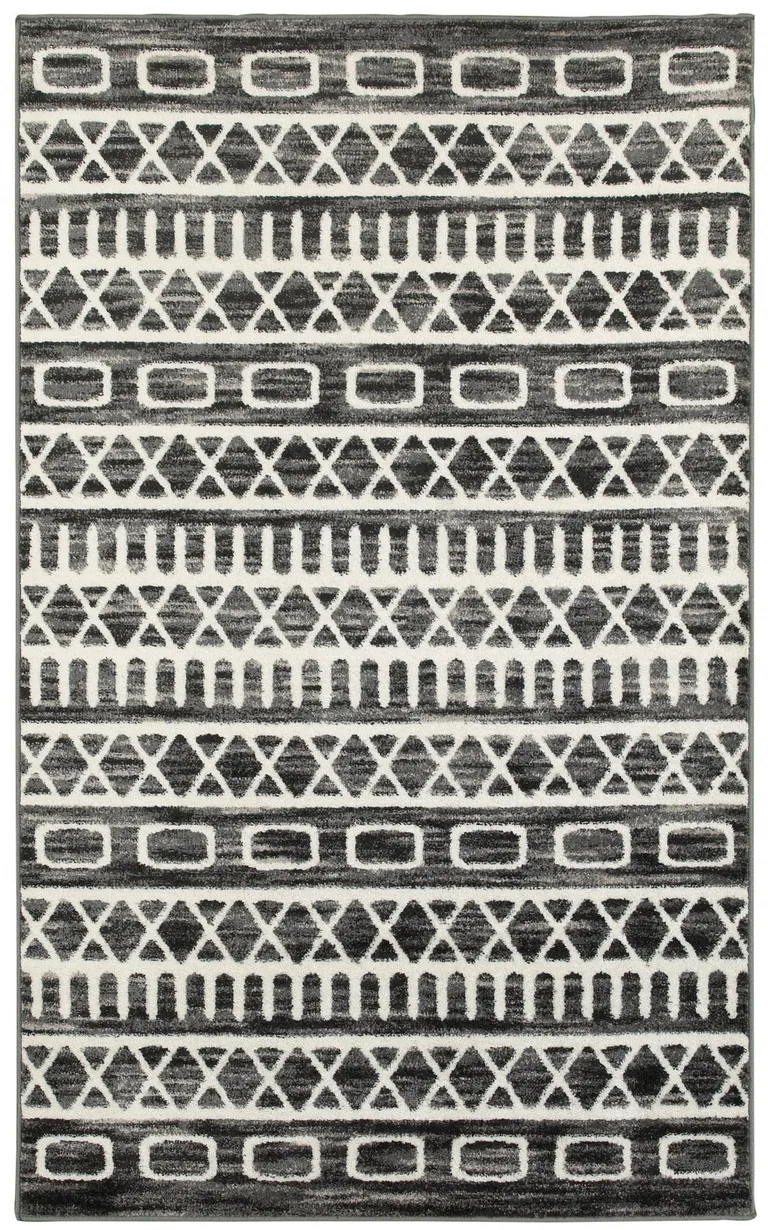 Black and White Geometric Area Rug Photo 1