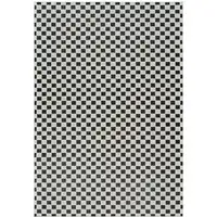 Photo of Black and White Geometric Distressed Indoor Outdoor Area Rug