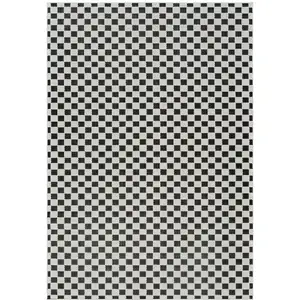 Photo of Black and White Geometric Distressed Indoor Outdoor Area Rug