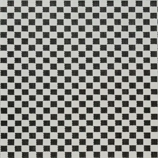 Black and White Geometric Distressed Indoor Outdoor Area Rug Photo 5