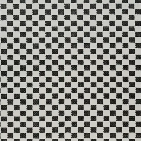 Black and White Geometric Distressed Indoor Outdoor Area Rug Photo 5