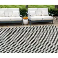 Photo of Black and White Geometric Distressed Indoor Outdoor Area Rug