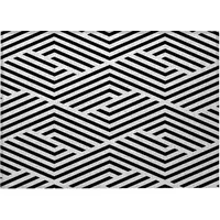 Photo of Black and White Geometric Washable Non Skid Indoor Outdoor Area Rug