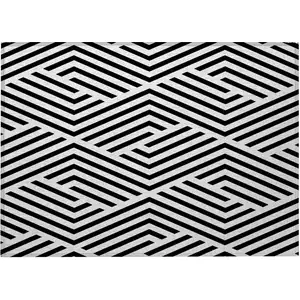 Photo of Black and White Geometric Washable Non Skid Indoor Outdoor Area Rug